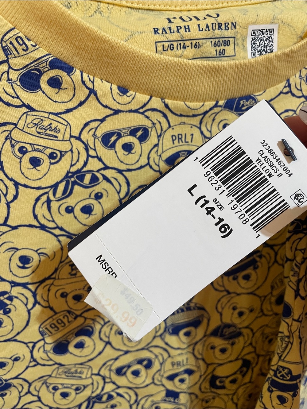 Polo Ralph Lauren Yellow Teddy Bear Graphic Tee - Picture 2 of 2